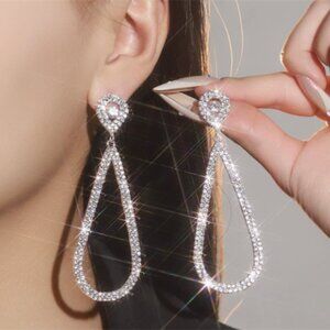 Luxurious and high-end long-style earrings with delicate decorations